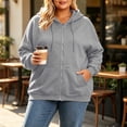thumbnail image 4 of Plus Size Full Zip Hoodie for Women Ghalytn Oversized Long Sleeve Jacket - Casual Sweatshirt with Kangaroo Pocket, 4 of 7