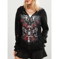 thumbnail image 5 of LMLYSoH Women Hooded Sweatshirt, Adults Casual Skull Print Long Sleeve Cardigan with Pockets, 5 of 9