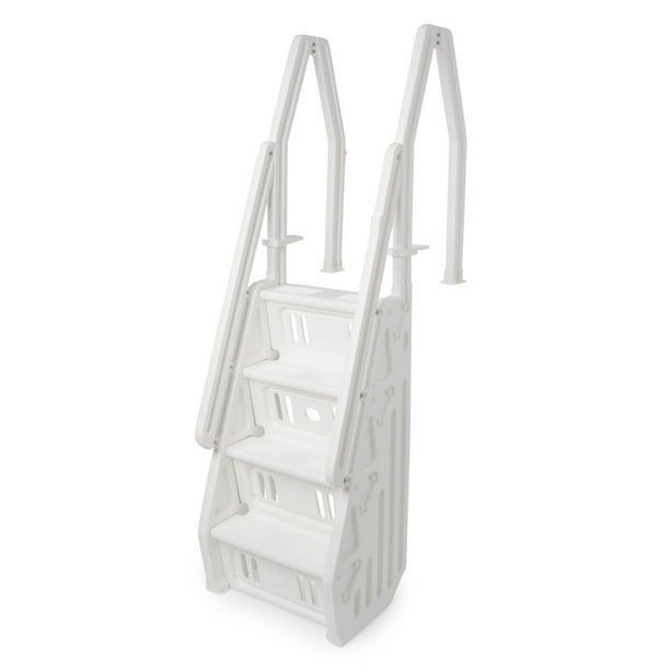 Vinyl Works Adjustable 24 Inch Above Ground In Pool Step Ladder White