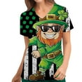 thumbnail image 2 of Fesfesfes Fashion Women St. Patrick's Day Printing Short Sleeve Tops V-Neck Pullover Tops Nurse Workwear Uniform Tshirt, 2 of 5