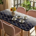 thumbnail image 3 of Blue Geometric Table Cloths for 3 Foot Rectangle Tables, Modern Abstract Gradient Marble Patio Waterproof Elastic Fitted Tablecloths, Washable Rectangular Table Cover for Camping, 3 of 8