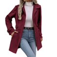 thumbnail image 6 of Women's Single Breasted Wool Blend Trench Coat, Mid-Length Notch Lapel Overcoat, Slim Fit Dress Coat, Classic Fall Winter Jacket, Business Casual Outerwear, Elegant Long Coat Wine, 6 of 10