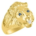 thumbnail image 3 of RYLOS Lion Head Ring with Gemstone Eyes & Diamond Mouth – Fun Designer Rings in Yellow Gold Plated Silver Alexandrite Size 7, 3 of 7