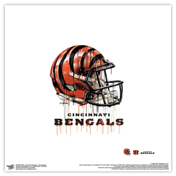 Gallery Pops NFL Cincinnati Bengals - Drip Helmet Wall Art, Unframed Version, 12" x 12"