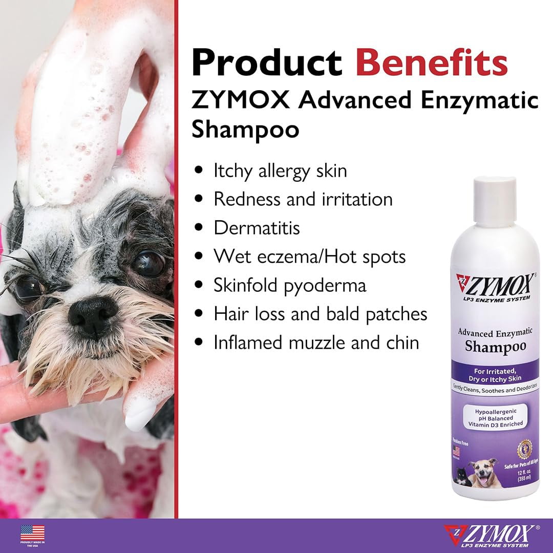 Enzymatic Pet Shampoo 12 oz Cleanses Refreshes Hydrates Nourishes Dry Coat for Pets of All Ages