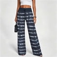 thumbnail image 2 of Women’s Stripe Casual Trousers - Elastic Waist Wide Leg Pants with Pockets - Loose Casual Home Loungewear Bottoms, 2 of 6