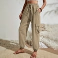 thumbnail image 2 of Taqqpue Cargo Pants for Women Casual Solid Color High Waist Wide Leg Drawstring Pants Loose Fit Baggy Trouser with Pockets, 2 of 4