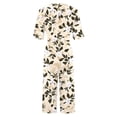 thumbnail image 4 of Cavosen Loose Linen V Neck Short Sleeve Jumpsuits Zipper Long Overalls with Pocket Print Lightweight Summer Cute Rompers, 4 of 5