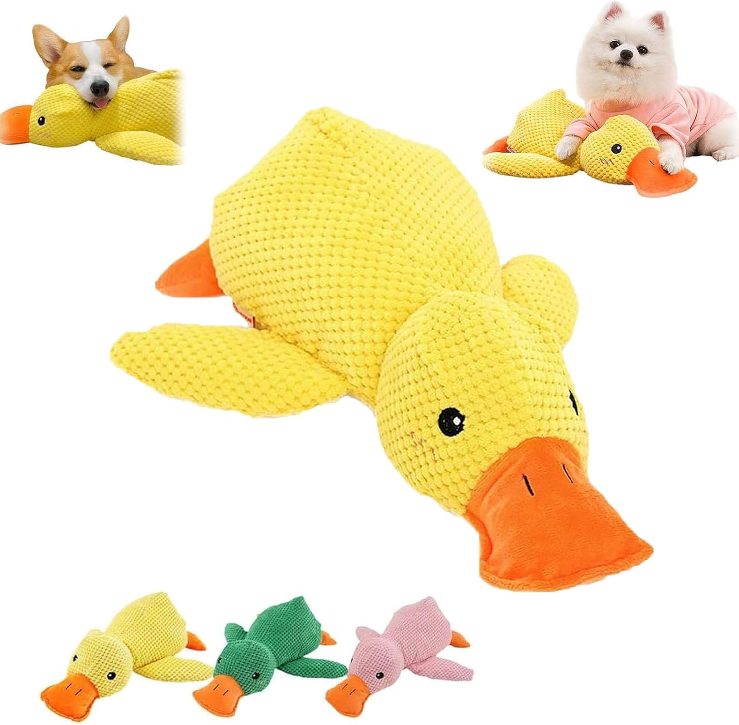 Calming Duck Toy,Calming Duck Dog Toy,Cute Quacking Stuffed Duck Dog Toy,Quack Quack Duck Calming Toy,Yellow Stuffed Calming Duck Dog Chew Toys