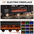 thumbnail image 7 of Sonegra Fireplace TV Stand with 40" Electric Fireplace, Mid Century Modern Entertainment Center with Led Lights for 90" TVs , Wood Media Console with Slatted Sliding Doors for Living Room, Black, 7 of 7