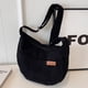 thumbnail image 3 of Bolso bandolera de pana para mujer Bolso de compras informal de media luna (negro), 3 of 5