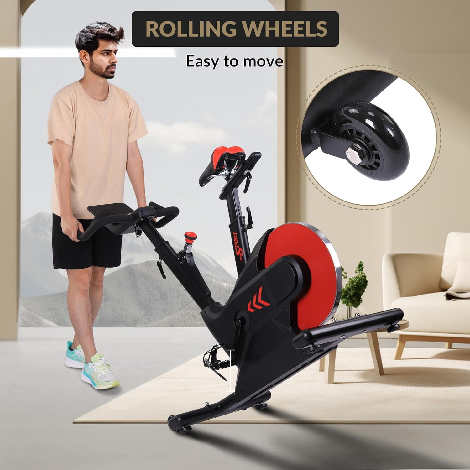 Digital Monitor Exercise Bike, Silent Magnetic Indoor Cycling Bike for Home Gym, Smooth Rear Flywheel Stationary Bike with Electromagnetic Resistance, Adjustable Seat & Handlebars