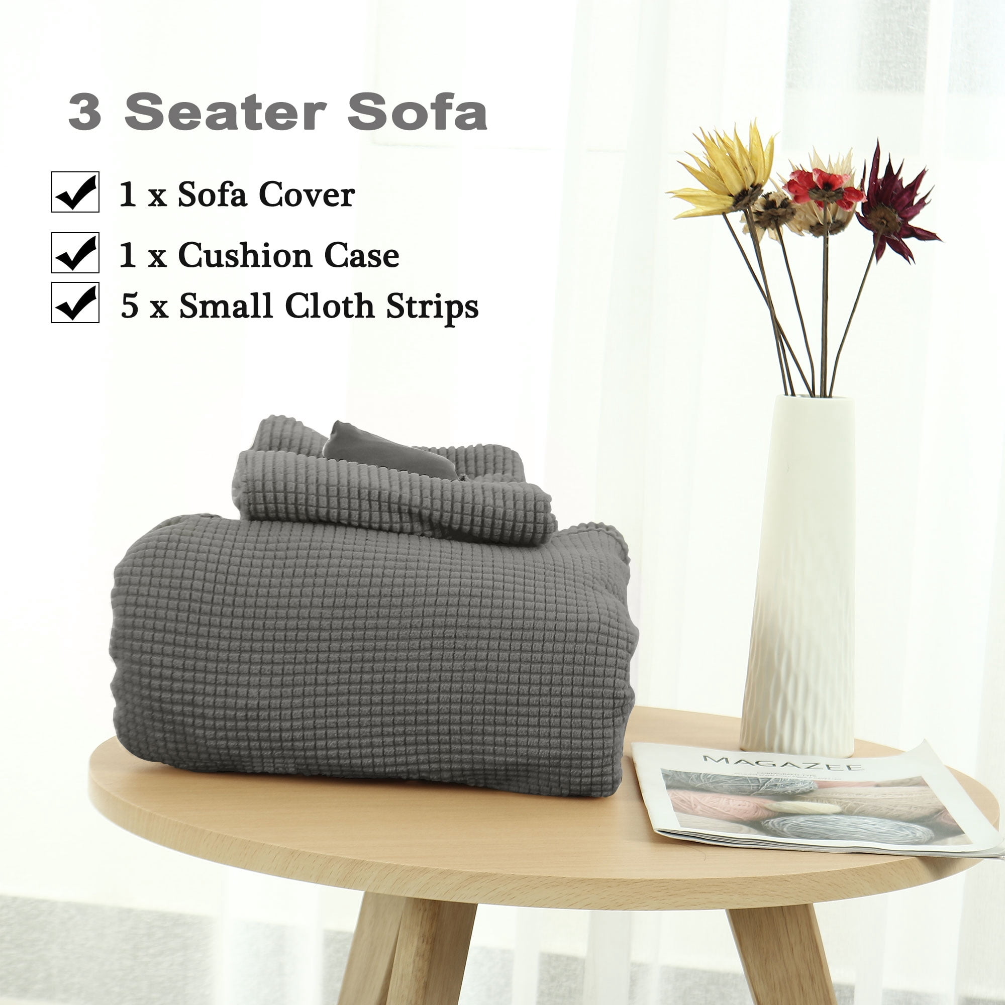 Unique Bargains 1-Piece Jacquard Solid Stretch Sofa Slipcover, Gray