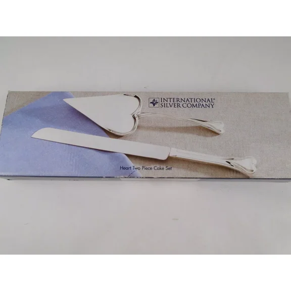 International Silver Company Heart 2-Piece Knife Cake Set - Silver