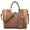 Brown/Tan, variant on Women Two Tone Handbag Purse Top Handle Shoulder Bag Tote Hobo Work Bag w/Matching Clutch