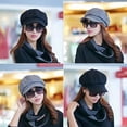 thumbnail image 4 of Gorro de mujer estilo coreano de otoño, gorra con visera, boina cálida para exteriores, gorro octogonal de lana retro, 4 of 5