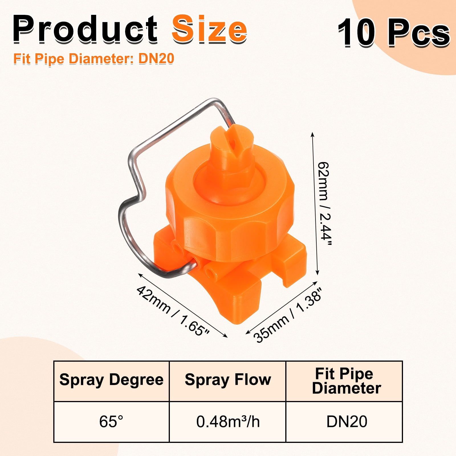 Uxcell 10 Pack Flat Fan Spray Tip, 65 Degree Spray Nozzle with Clip Adjustable Plastic Yellow Nozzles Fit 3/4" Hose, 0.48 Cubic Meters Per Hour