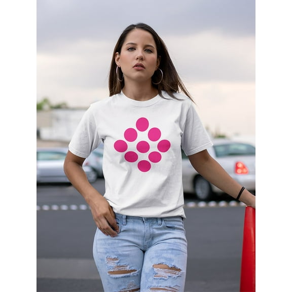 Circles Graphic Women White T-Shirt, Female Large