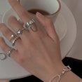 thumbnail image 2 of Conjunto de anillo de corazón de amor Punk de Corea, anillos geométricos plateados con personalidad para mujer, anillos góticos de moda de Hip Hop, regalo de joyería Tan Jianjun  unisex, 2 of 2