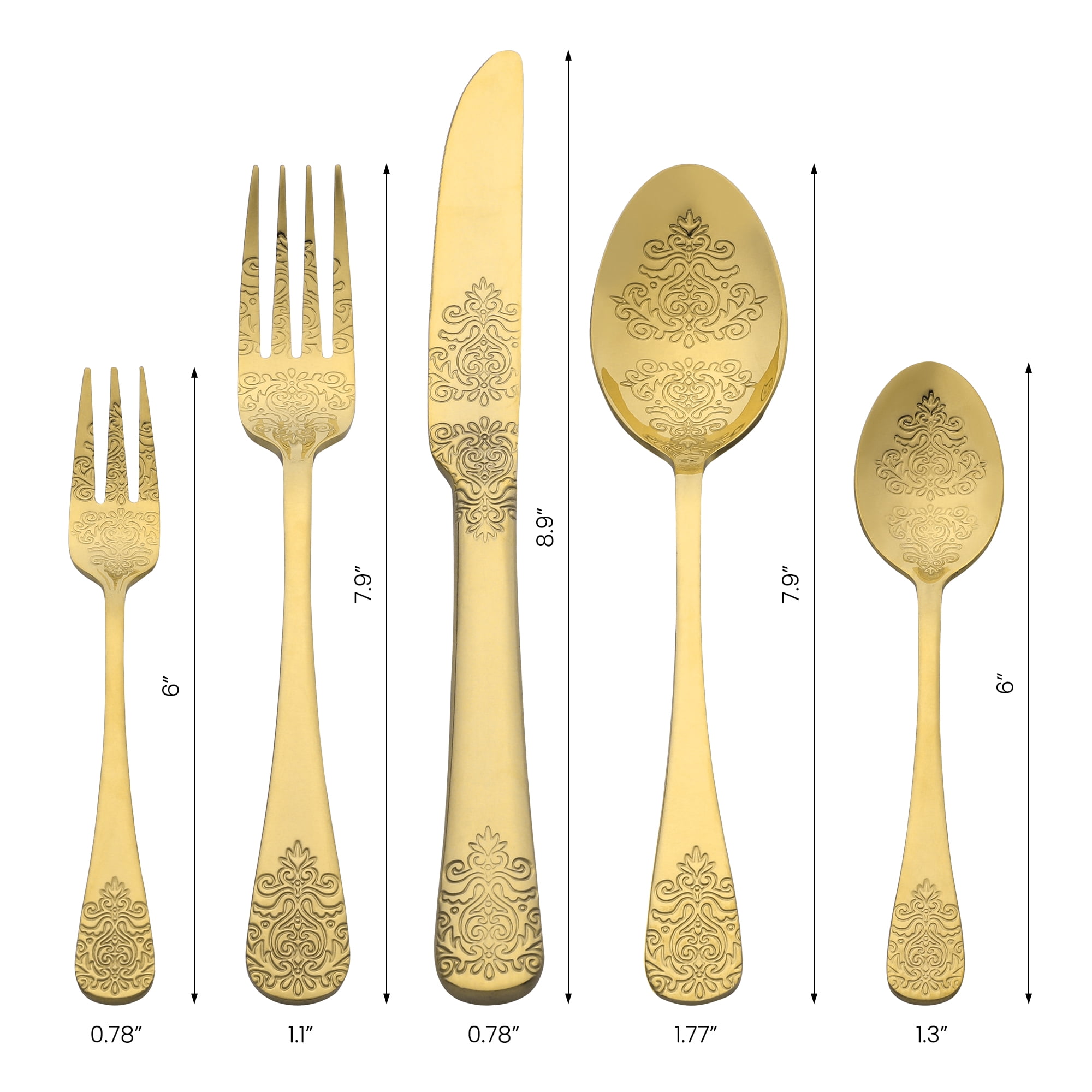 Unique Bargains 30 Pieces Modern Stainless Steel Silverware Set for 6 Gold