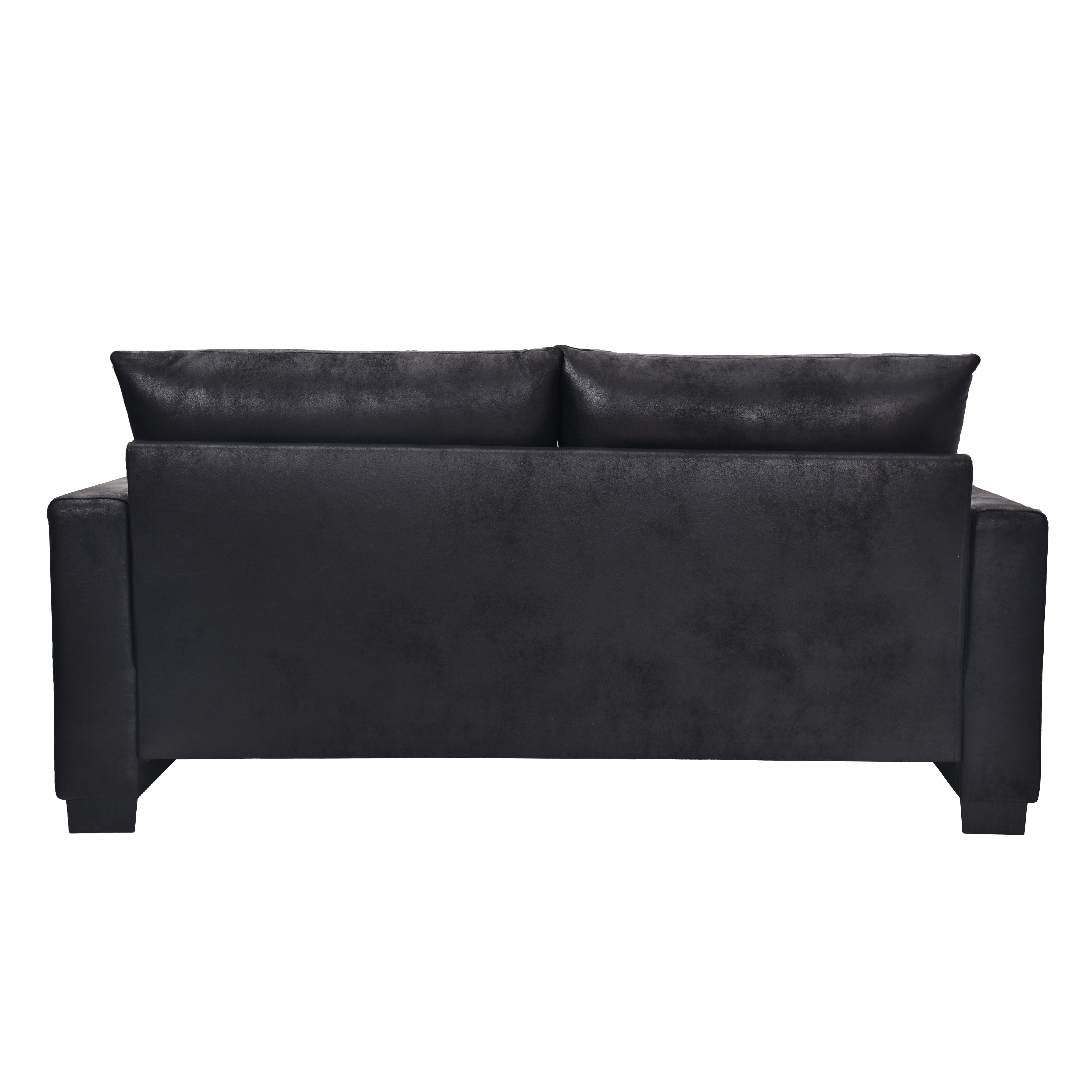 Lunale 69" Loveseat Sofa for Small Space, Modern Comfortable 2-Seater Upholstered Couch, Black Faux Leather