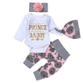 thumbnail image 3 of Newborn Baby Girls Unicorn Outfits Romper Playsuit Tops + Long Pants + Hat + Headband 4Pcs Clothes Set, 3 of 8