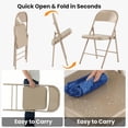 thumbnail image 4 of 12 Pack All-Steel Metal Folding Chairs, Khaki Heavy Duty Metal Foldable Dining Chair with Backrest, 350 LBS Load Capacity Portable Fold Chair for Home Office Indoor Outdoor Events, 4 of 7