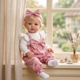 thumbnail image 2 of Yhmxh 11.8 Inch Doll Clothes Outfit Set, Floral Print Overalls with Ruffle Long‑Sleeve Top, Bow Headband & Socks, Fashion Doll Accessory Clothing for 12‑14 Inch Baby Dolls, 2 of 6