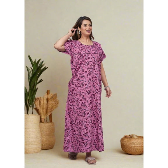 Nighty for Women Cotton | Full Length Night Dress | Easy Wear Comfortable Sleepwear