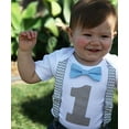 thumbnail image 4 of Noah's Boytique Boys Cake Smash Outfit First Birthday Grey Chevron Light Baby Blue Bow Grey Number One 18-24 Months, 4 of 4