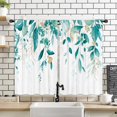 thumbnail image 2 of Eucalyptus Leaves Kitchen Window Curtains 2 Panels 27.5W x 39H Rod Pocket Plant Rustic Farmhouse Wooden Teal Green Botanical Rural Small Short Door Decor Laundry Drapery Treatment, 2 of 5