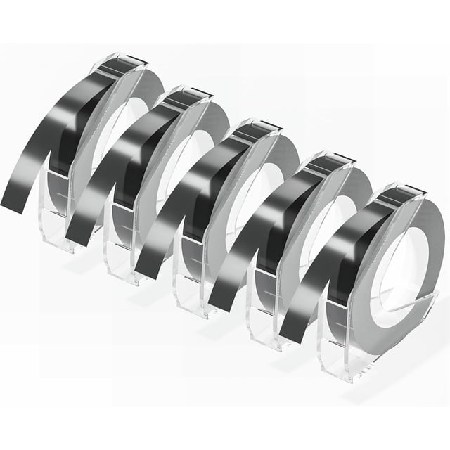 Compatible con repuestos para rotuladora de relieve Dymo, cinta de etiquetas de relieve de plástico 3D negra para Organizer Xpress