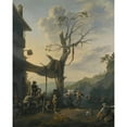 thumbnail image 3 of Johannes Lingelbach 12x14 Black Modern Framed Museum Art Print Titled - Peasants Dancing the Tarantella Outside an Inn in a Hilly Italianate Landscape, 3 of 5