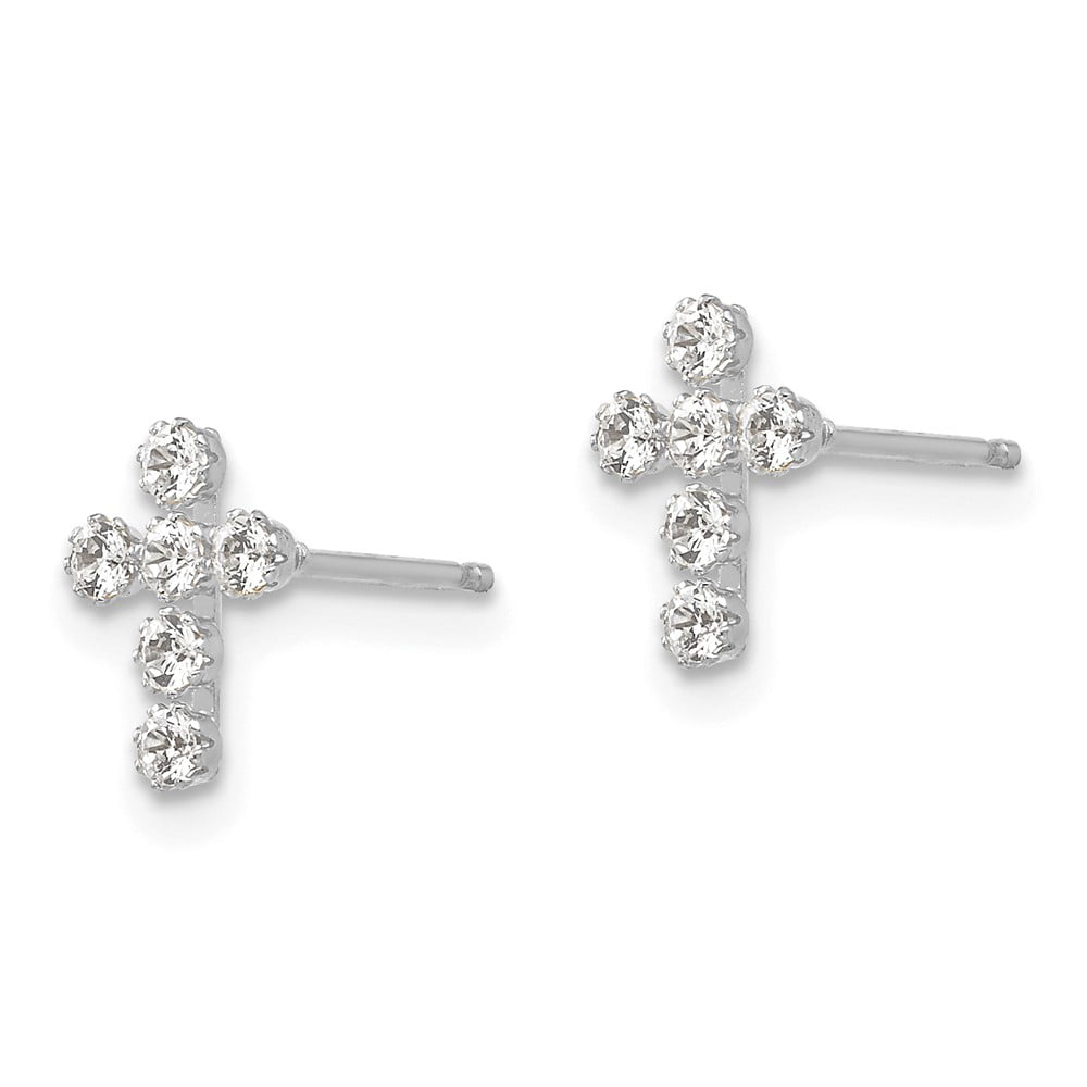 Details about   14K White Gold Madi K Children's 7 MM CZ Butterfly Post Stud Earrings MSRP $138 