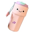 thumbnail image 3 of Botella de agua de acero inoxidable de 450 ml con aislamiento de doble pared de primera calidad para bebidas calientes, color rosa, 3 of 8