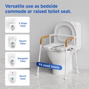 Loyoda Bedside Commode for Seniors with Armrests & Padded Seat, Includes Potty Bucket & Splash Guard, 350 lbs Capacity