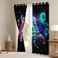 thumbnail image 3 of Homewish Neon Gaming Letter A Kitchen Curtains,Geometric Hexagon Black Out Curtains Pack of 2 (42x63 Each), 3 of 6