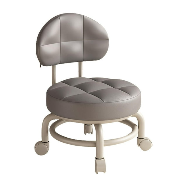 GROWTH TANK Siège Roulant Dossier Bas PU Roulettes Universelles Tabouret de Pédicure Tabouret à Poulie pour Gris Foncé