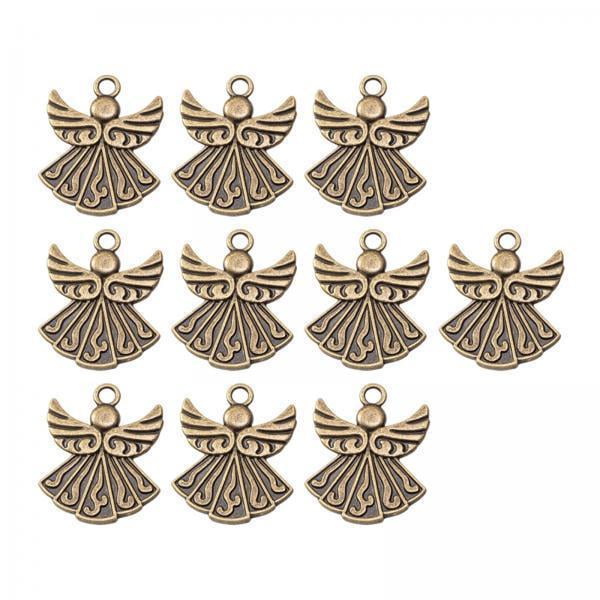 2x10x Colgantes De Dijes De ángel Aleación Retro DIY Para Llaveros De Sombreros Tiradores De Cremallera Bronce