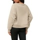thumbnail image 3 of Sudadera recortada ATHLECHIC para mujeres, suéter de felpa de cuello redondo, suéter oversized de moda, tops de otoño, XL caqui, 3 of 5