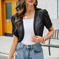 thumbnail image 4 of Dyfzdhu Women Summer Crop Cardigan Solid Color Ruched Short Sleeve Loose Lightweight Tops, Black L, 4 of 8