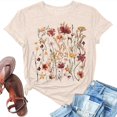 thumbnail image 4 of Womens T Shirt Flower Cute Fashion Printed Short Sleeve Dressy Casual Clothes Beige L, 4 of 5