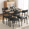 thumbnail image 1 of Dining Table Set for 4, Rectangular Kitchen Table and Chairs for Small Space, Modern 5Pcs Dining Room Table Set with Upholstered Seats, Space Saving Furniture for Apartment, Black, 1 of 8