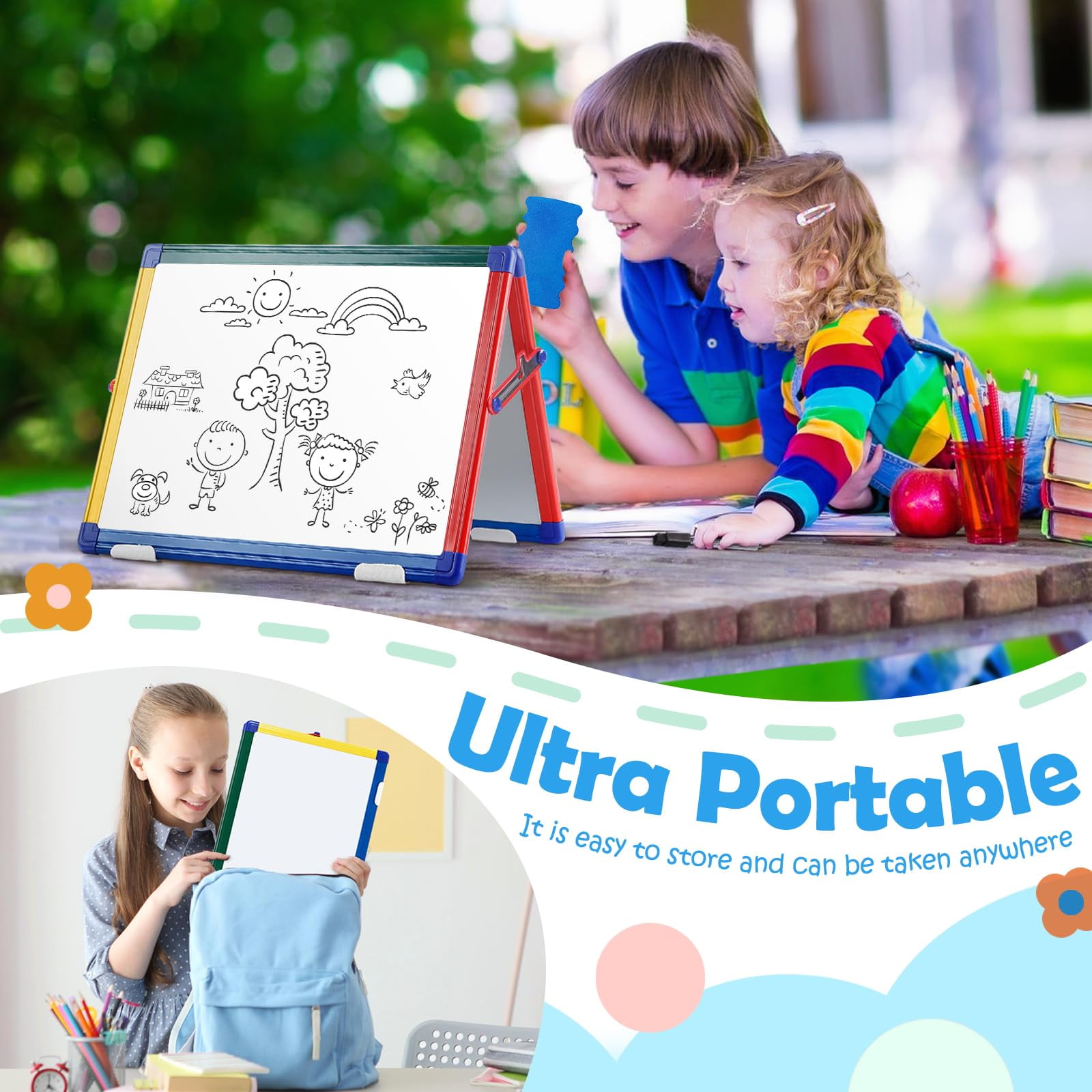 SWANCROWN Magnetic Double-sided Whiteboard Easel