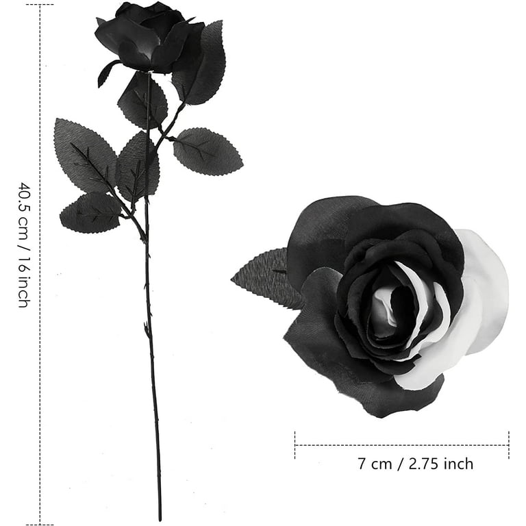Sogaml 10 Pcs Artificial Glitter Black Roses,Halloween Glitter  Black/Red/White Faux Roses Bouquet, Realistic Flowers Arrangements for  Halloween