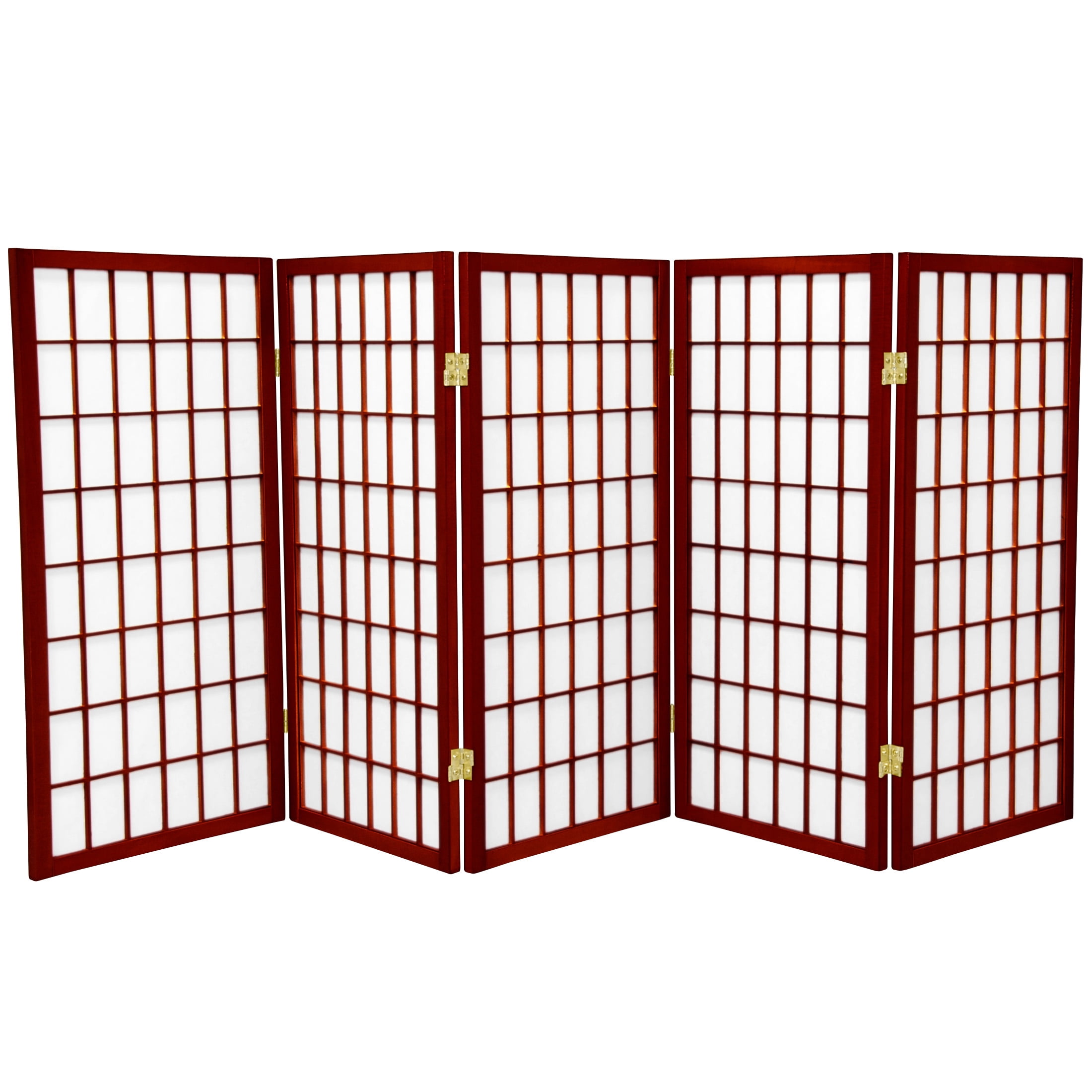 3 ft. Tall Classic Japanese Window Pane Lattice Privacy Screen - Rosewood - 5 Panels