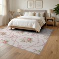 thumbnail image 3 of ODIKA 6'x9' Washable Area Rug Bouquets Dainty Bordered Frame Border Polka Print Vintage Playful for Family Room, Living Mater Bedroom, Non-Slip, Easy Care, 3 of 7