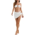 thumbnail image 2 of INSPIRAR CHIC Conjuntos de Bikini de Tres Piezas para Mujeres con Anillo en O, Parte Inferior de Tanga con Hebilla en la Espalda, Trajes de Baño Grandes, Blancos, 2 of 5