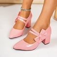 thumbnail image 3 of Xfvqtps Womens Mary Jane Heels Glossy Patent Leather Pointed Toe Block Heel Chunky Shoes with Bow Decoration Elegant Dress Shoes for Women, 3 of 9