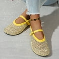 thumbnail image 6 of Seffadzy Women Rhinestone Mesh Summer Mary Jane Ballet Flats, Breathable Crystal Embellished Slip-On Shoes with Adjustable Strap Yellow 39, 6 of 8
